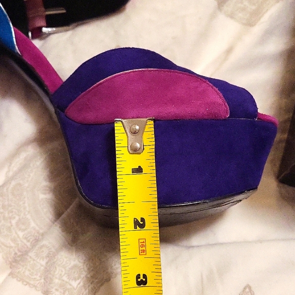 GUC with Box Dolce Vita Babette Suede Platform Peeptoe Colour Block heels - Picture 10 of 11